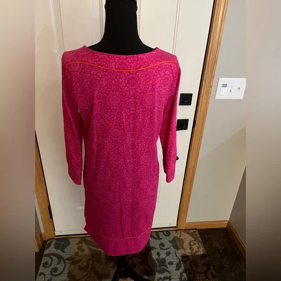 Lands’ End Cerise pink celestial geo tunic swim cover up dress. Size small - Picture 3 of 16